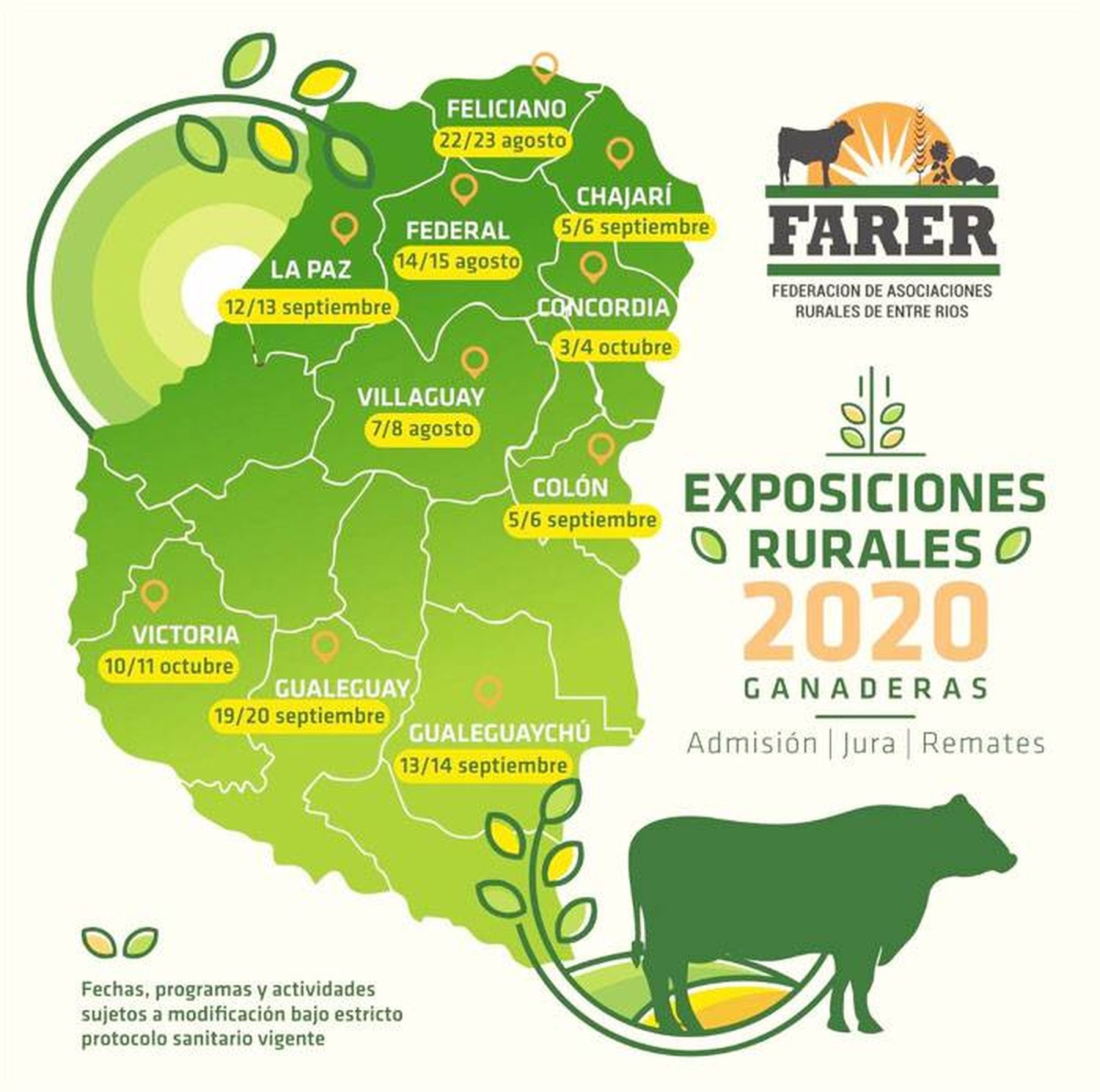 Exposiciones rurales entrerrianas 2020: por la pandemia serían principalmente ganaderas