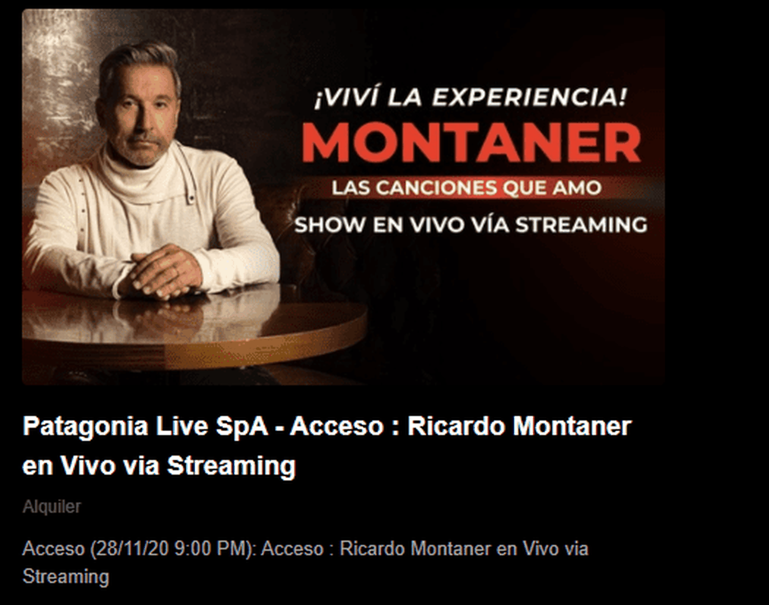 Los venezolanos pueden comprar el acceso en Play para ver a Ricardo Montaner. Foto: Play