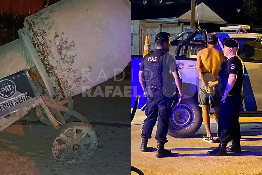 Como si nada iban a las dos de la mañana caminando con una hormigonera robada