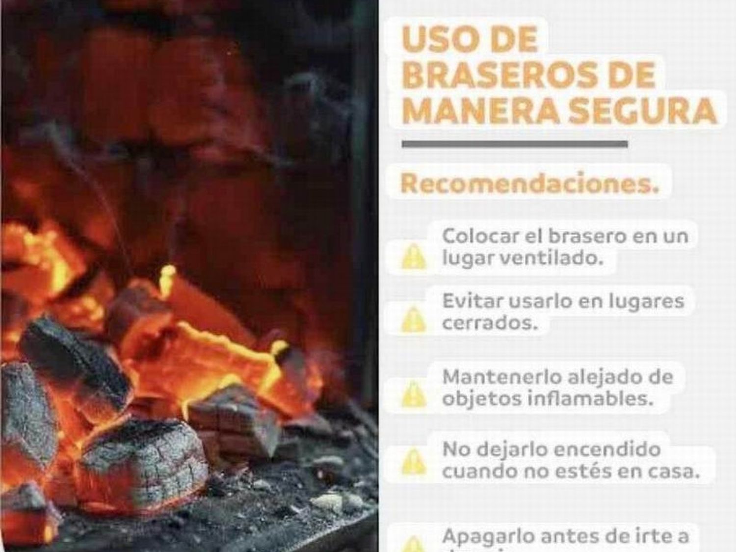 El Cuerpo de Bomberos recomienda no usar brasero en ambientes cerrados