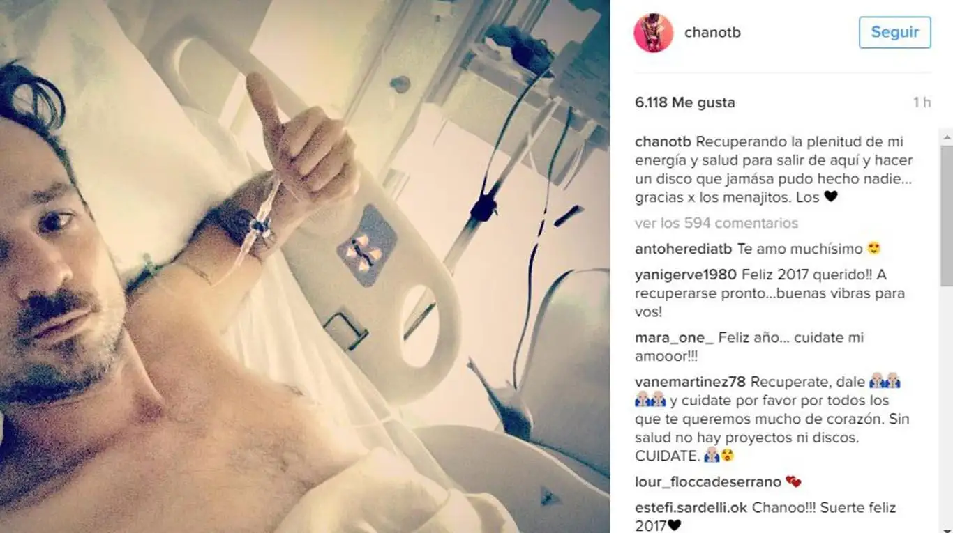 Chano escribió desde la terapia intensiva y tranquilizó a sus fanáticos