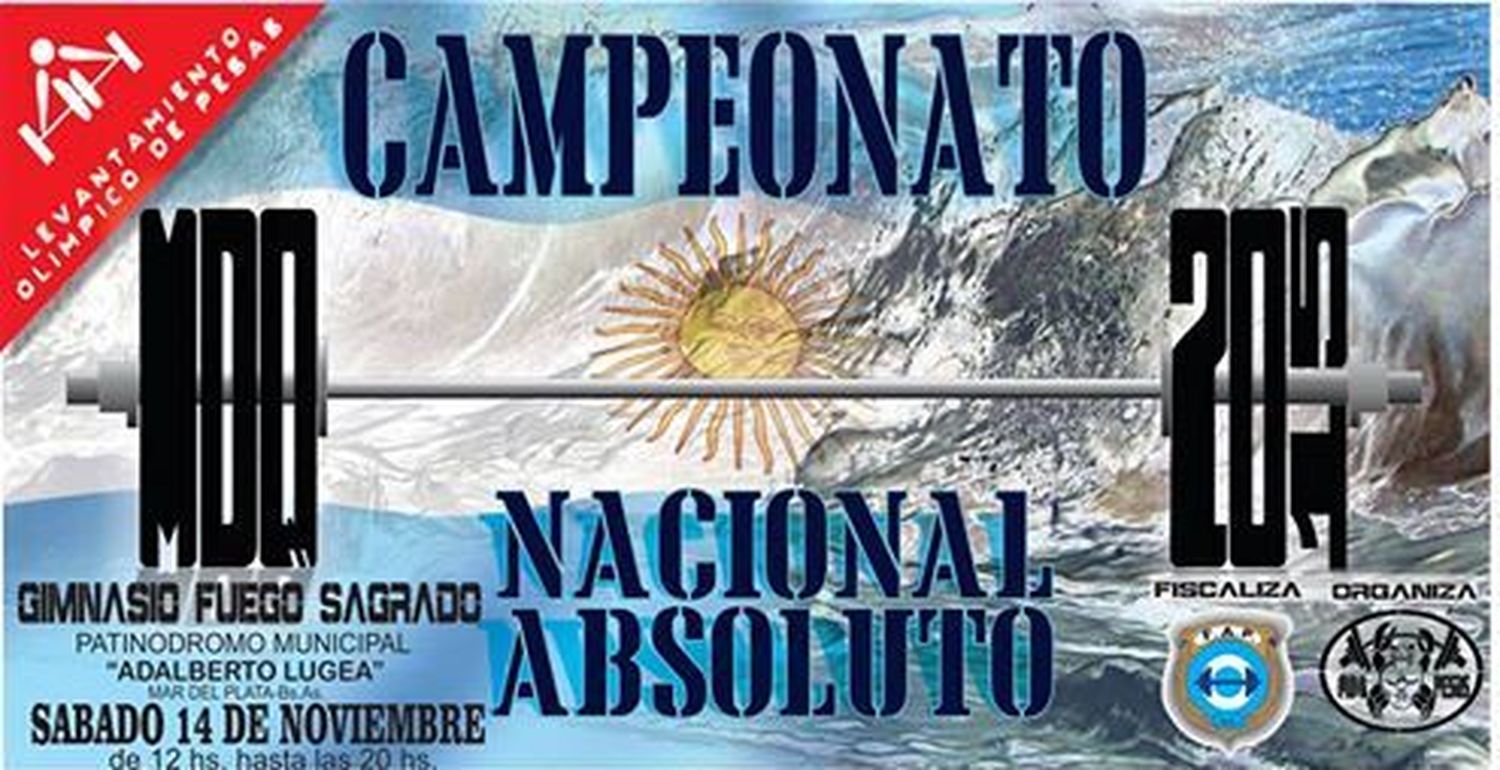 El sábado se desarrollará en Mar del Plata el Campeonato Nacional Absoluto de Levantamiento de Pesas.