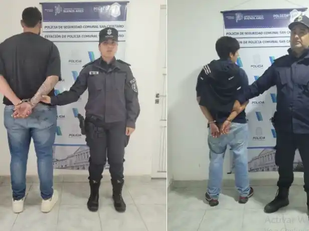 Dos, de los tres, sujetos aprehendidos por la Policía Comunal de San Cayetano