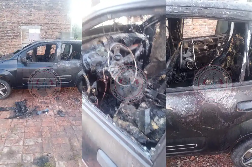 En llamas: se incendió un auto en plena madrugada y se registraron importantes daños materiales