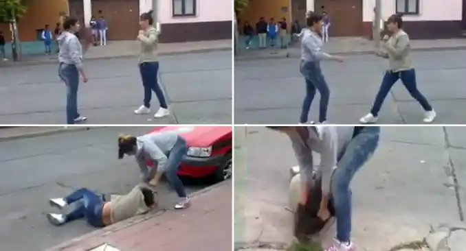 Video: Dos alumnas salteñas se golpearon en medio de la calle 