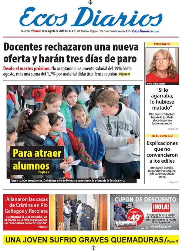 Tapa del 24 de agosto de 2018