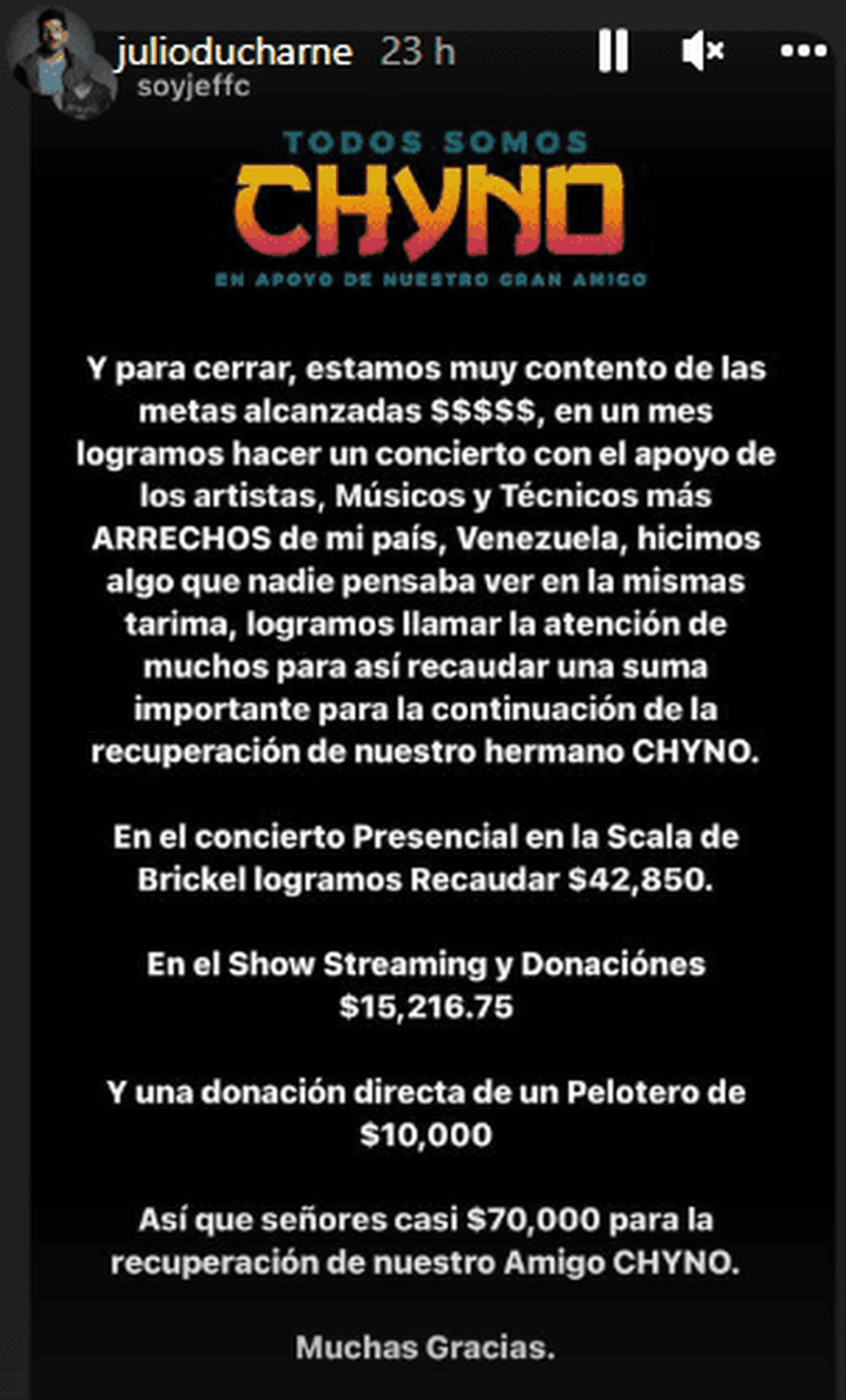 Casi 70 dólares se recogió para Chyno. Foto Instagram