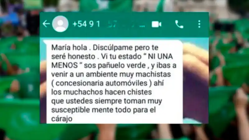 Denunció que no quisieron contratarla por ser “pañuelo verde”