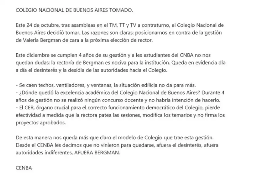 Toma de colegios en CABA