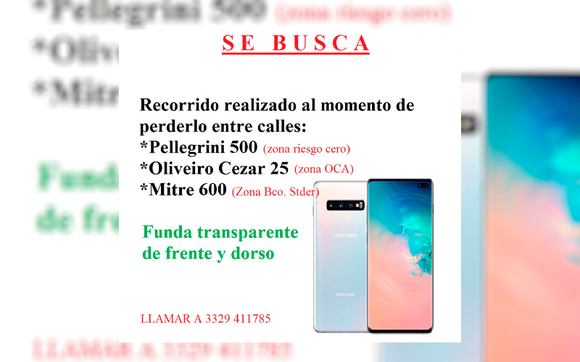 Buscan celular Samsung S10 extraviado