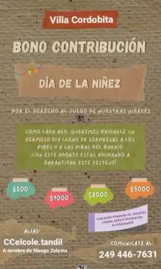 Preparan el festejo por el Día de la Niñez en Villa Cordobita