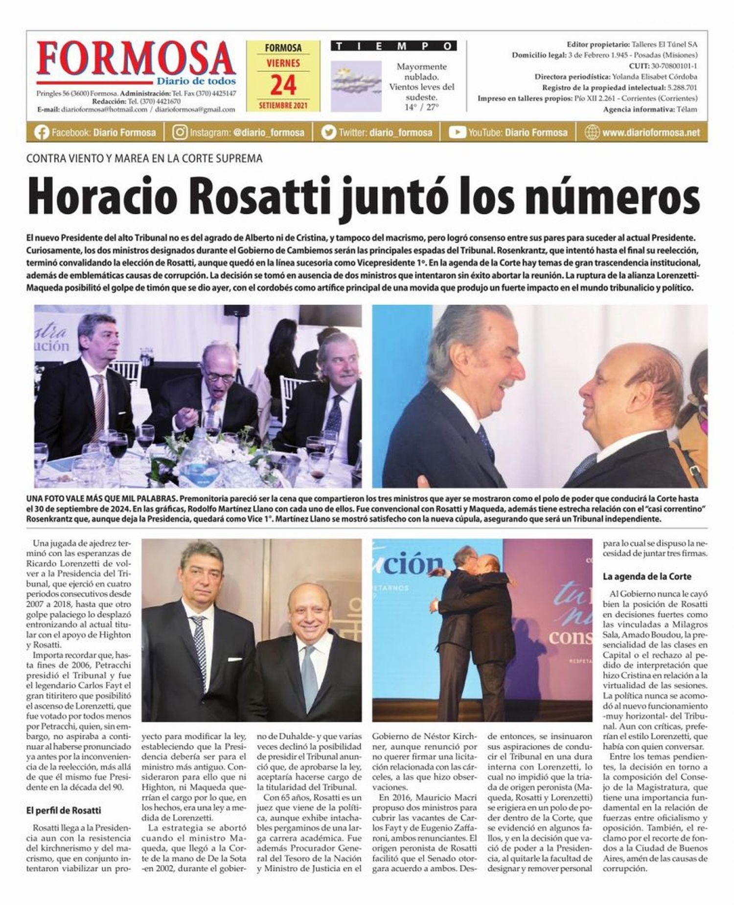 Tapa y Contratapa 24 de septiembre de 2021