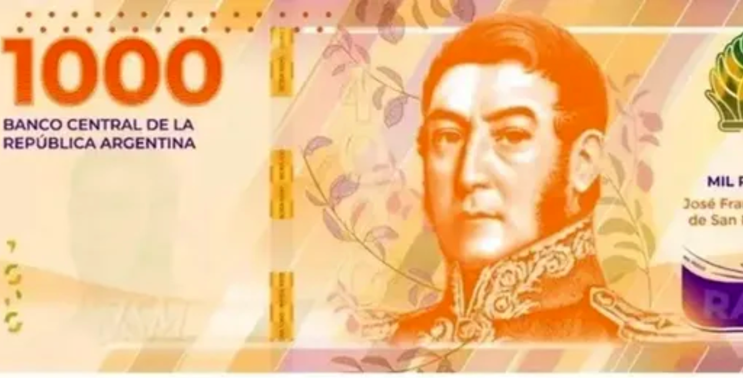 José de San Martín en los billetes de mil pesos.