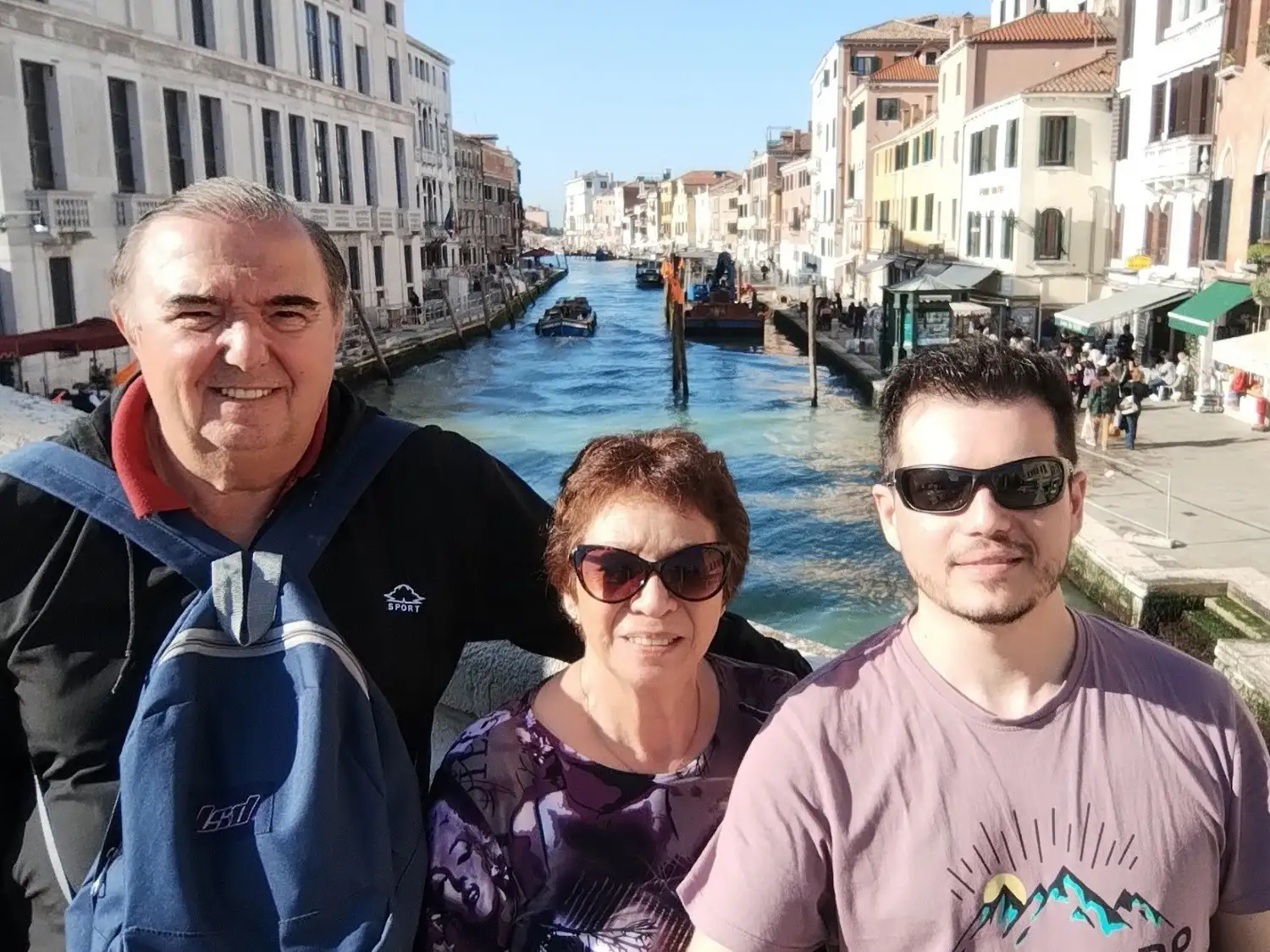 Nicolás, Mabel y Néstor en Venecia.
