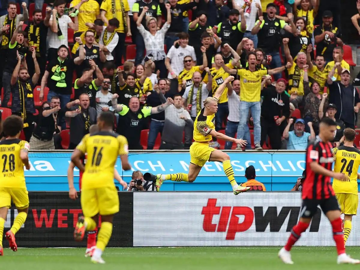 Doblete de Haaland ante el Leverkusen de Alario