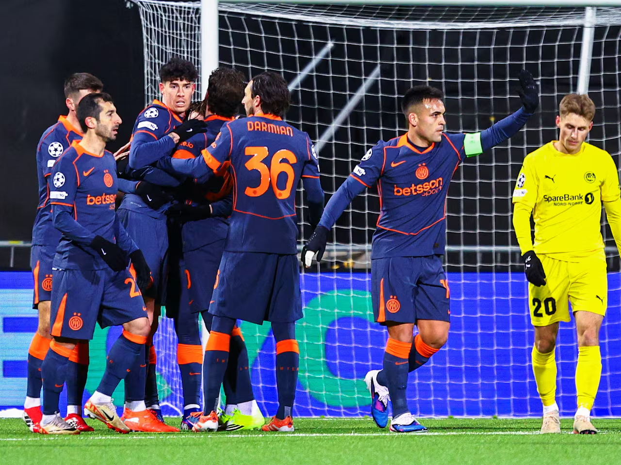 Dura caída del Inter de L.Martínez 3 a 1 en su visita al FK Bodo/Glimt por la llave 7 de la Champions League del 2026.Foto: AP