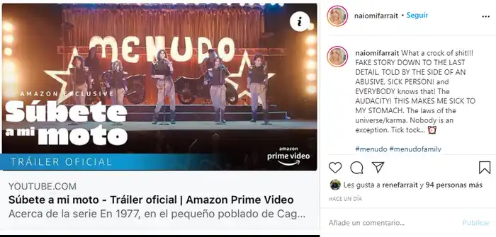 La hija de René Farrait no tuvo reparo en opinar sobre la serie en Instagram