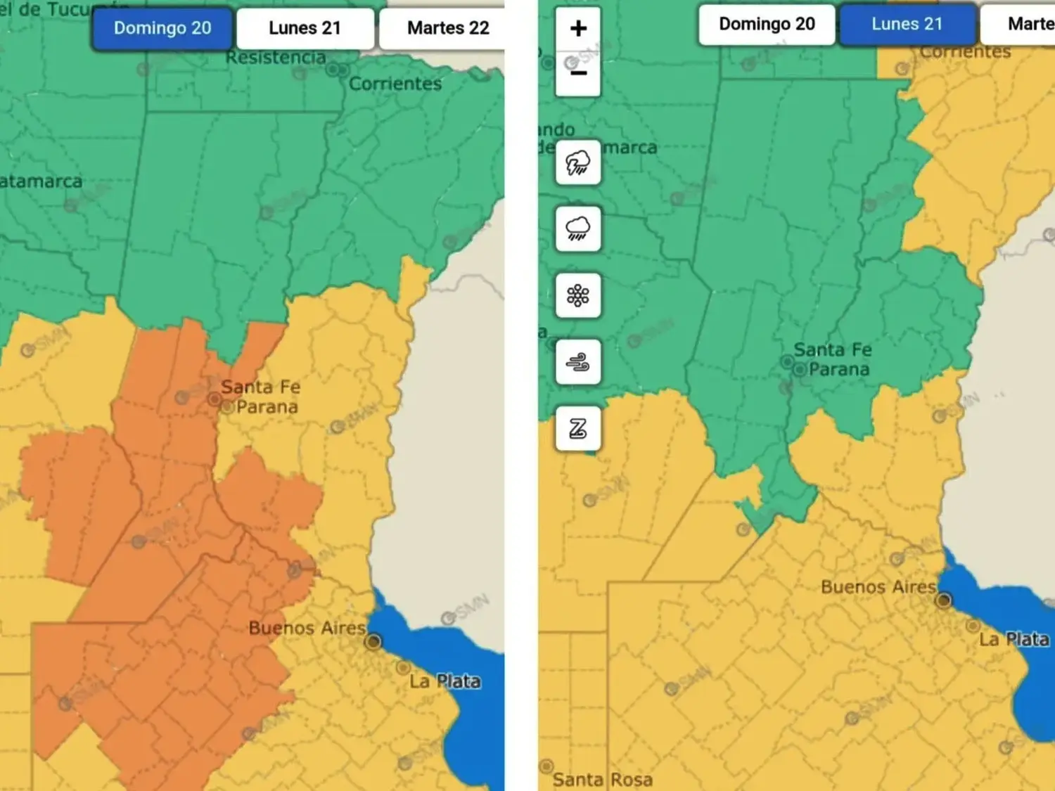 Rige nivel de advertencia por tormentas fuertes y vientos en la región