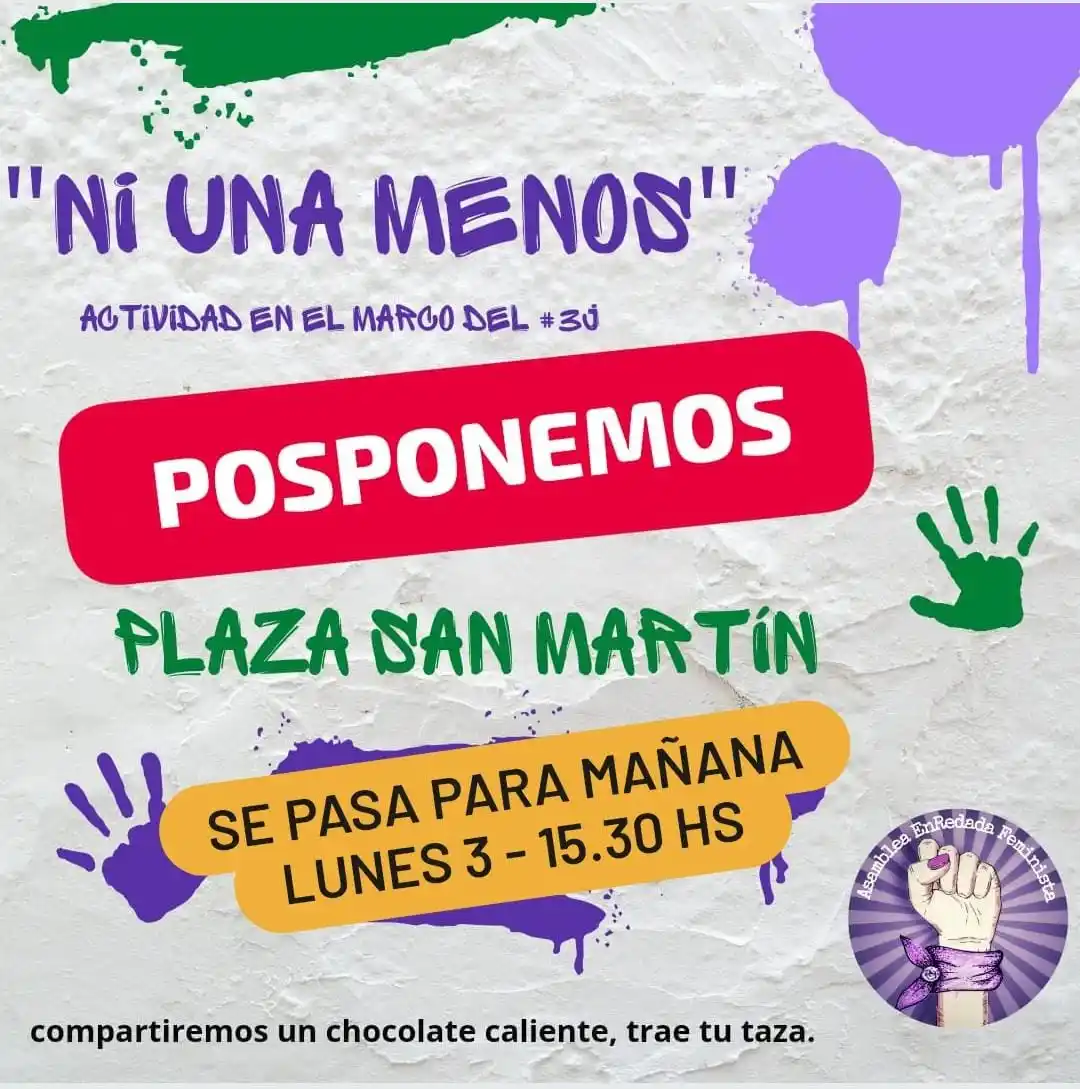Debido al mal tiempo, se reprogramó la concentración del Ni Una Menos en Gualeguaychú