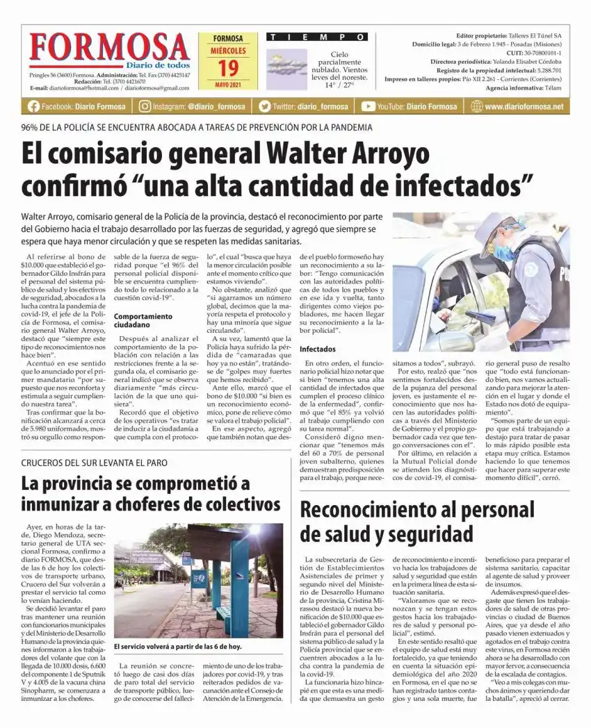 Tapa y Contratapa 19 de mayo de 2021