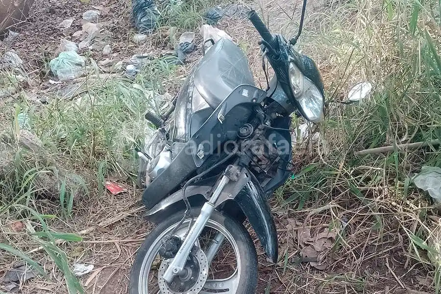 Apareció una moto media desarmada y abandonada entre pastizales