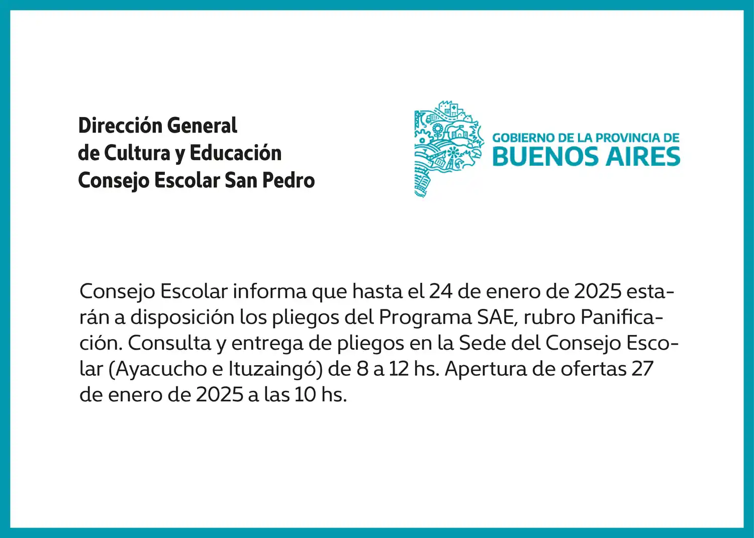 Consejo Escolar - Pliegos Sae - Panificacion - 21 de enero 2024
