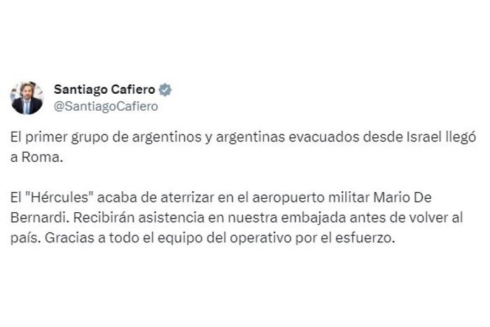 Tuit de Santiago Cafiero