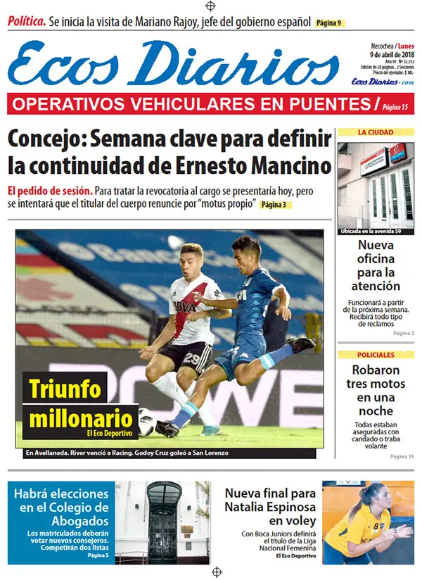 Tapa del 9 de abril de 2018