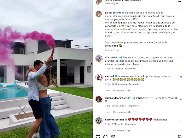 Julieta Puente y Facundo Miguelena anunciaron el sexo y nombre de su bebé - 1