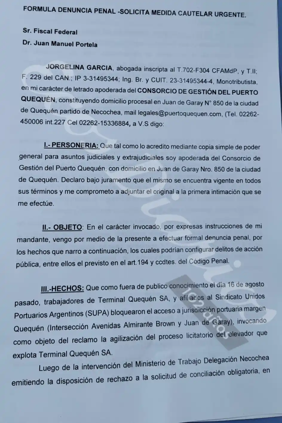 denuncia puerto