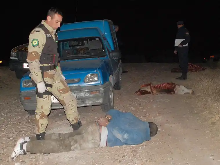 Oficial terminó herido al detener a un hombre que llevaba 3 animales carneados