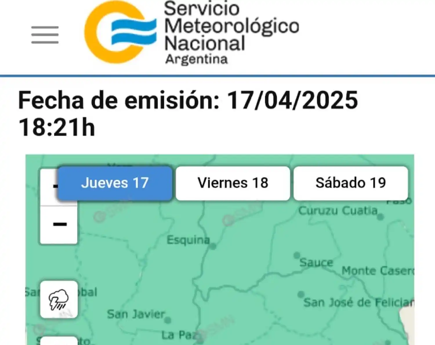 Alerta amarilla por tormentas con lluvias intensas