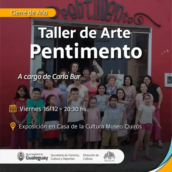 Hoy se realizará el Cierre de año del Taller de Arte Pentimento