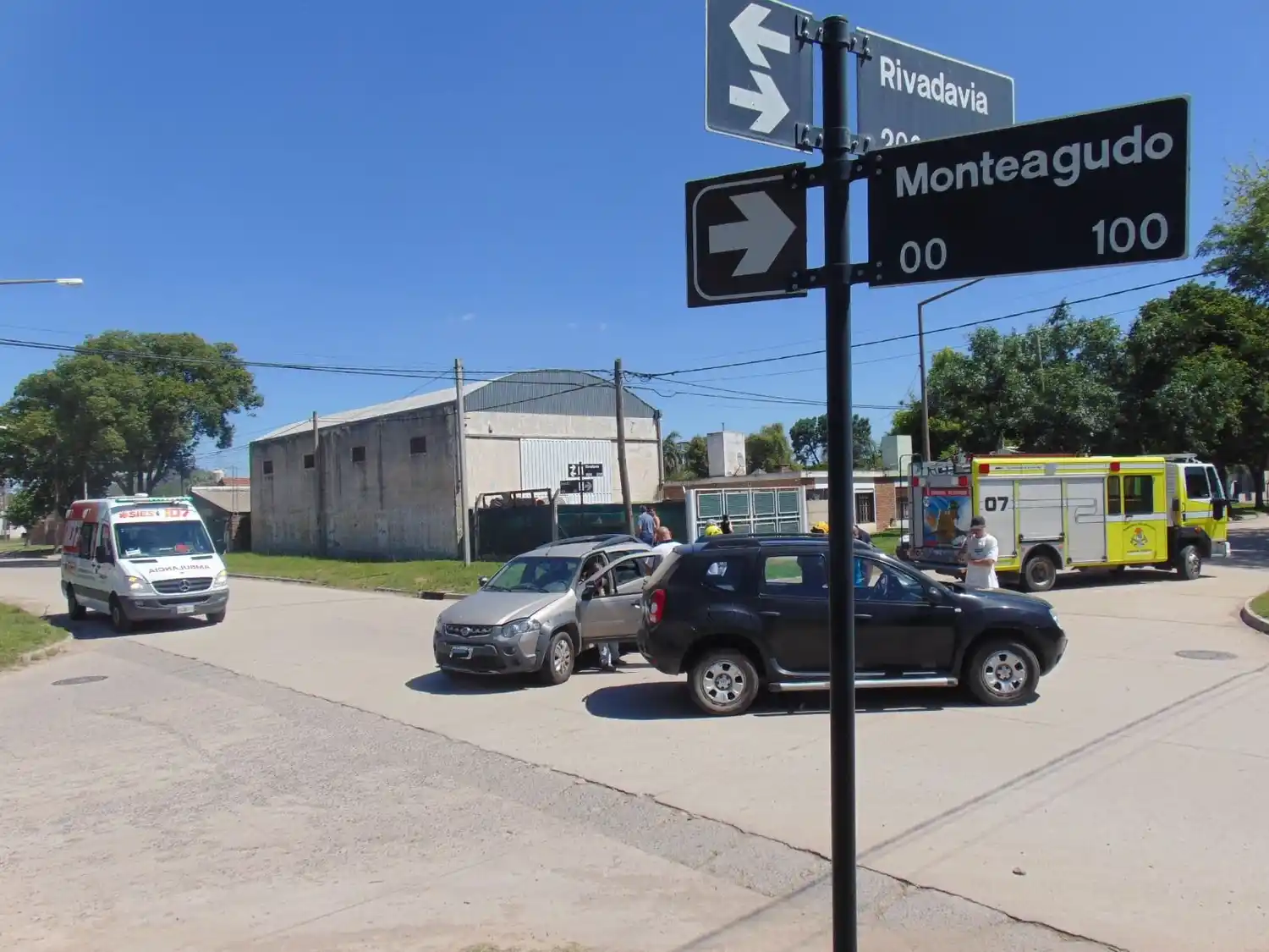 Esquina de Rivadavia y Monteagudo, escenario de la colisión. Foto: BVVT