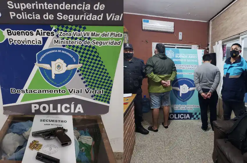 Detienen a dos malvivientes peligrosos con una pistola y auto robado cuando huían por la autovía 2