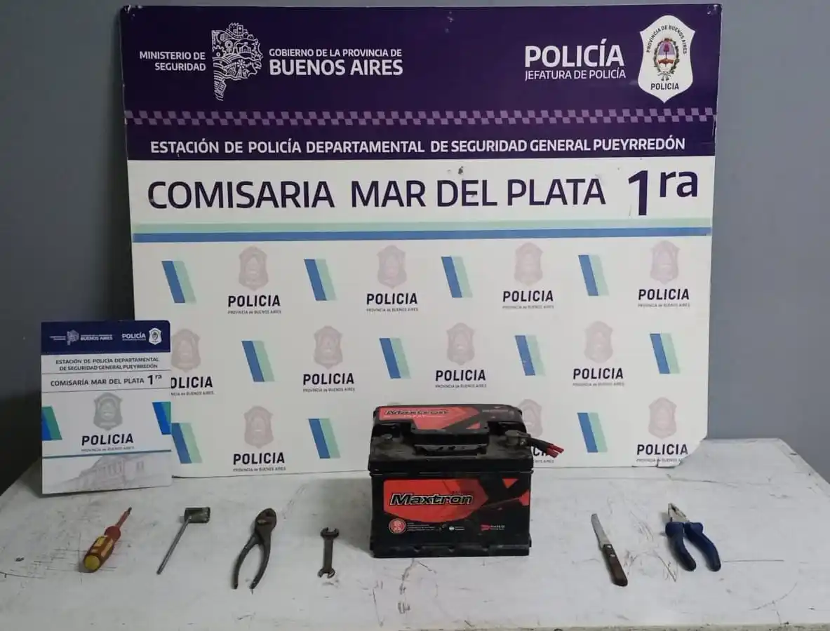 La batería robada se encontraba en poder de ambos malvivientes.