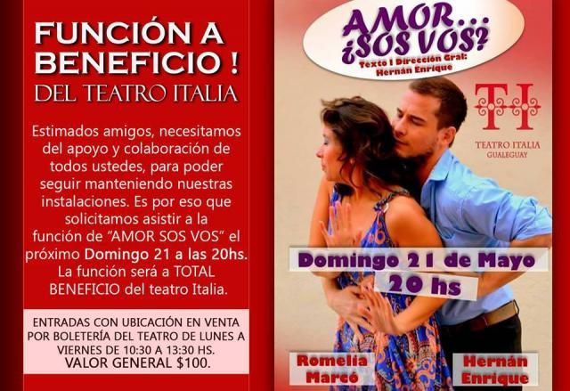 “Amor... ¿Sos vos?” a beneficio del Teatro Italia 