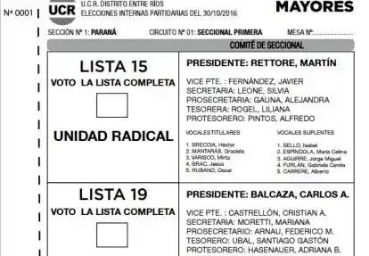 La UCR estrena en Entre Ríos la boleta única    