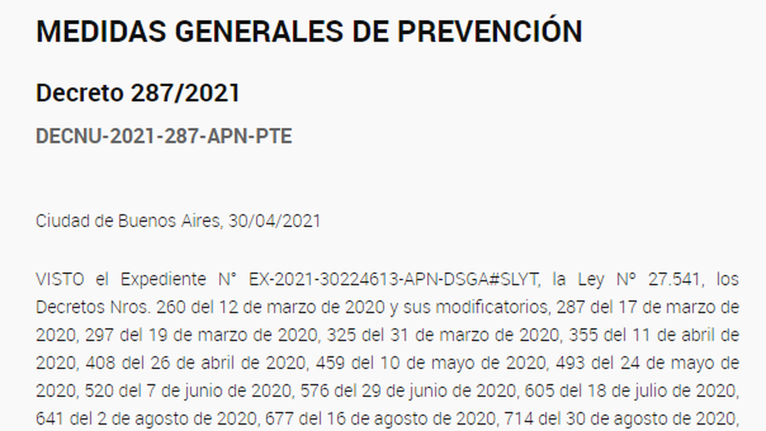 Segunda Ola Covid: Se publicó el Decreto 287/2021 con las medidas restrictivas que rigen hasta el 21 de mayo