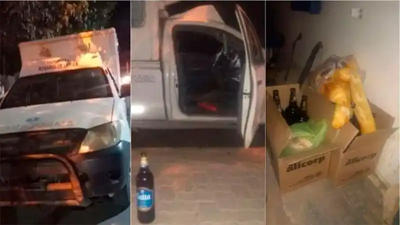 Manejaba borracho una ambulancia y en su interior llevada asado, pan y cerveza