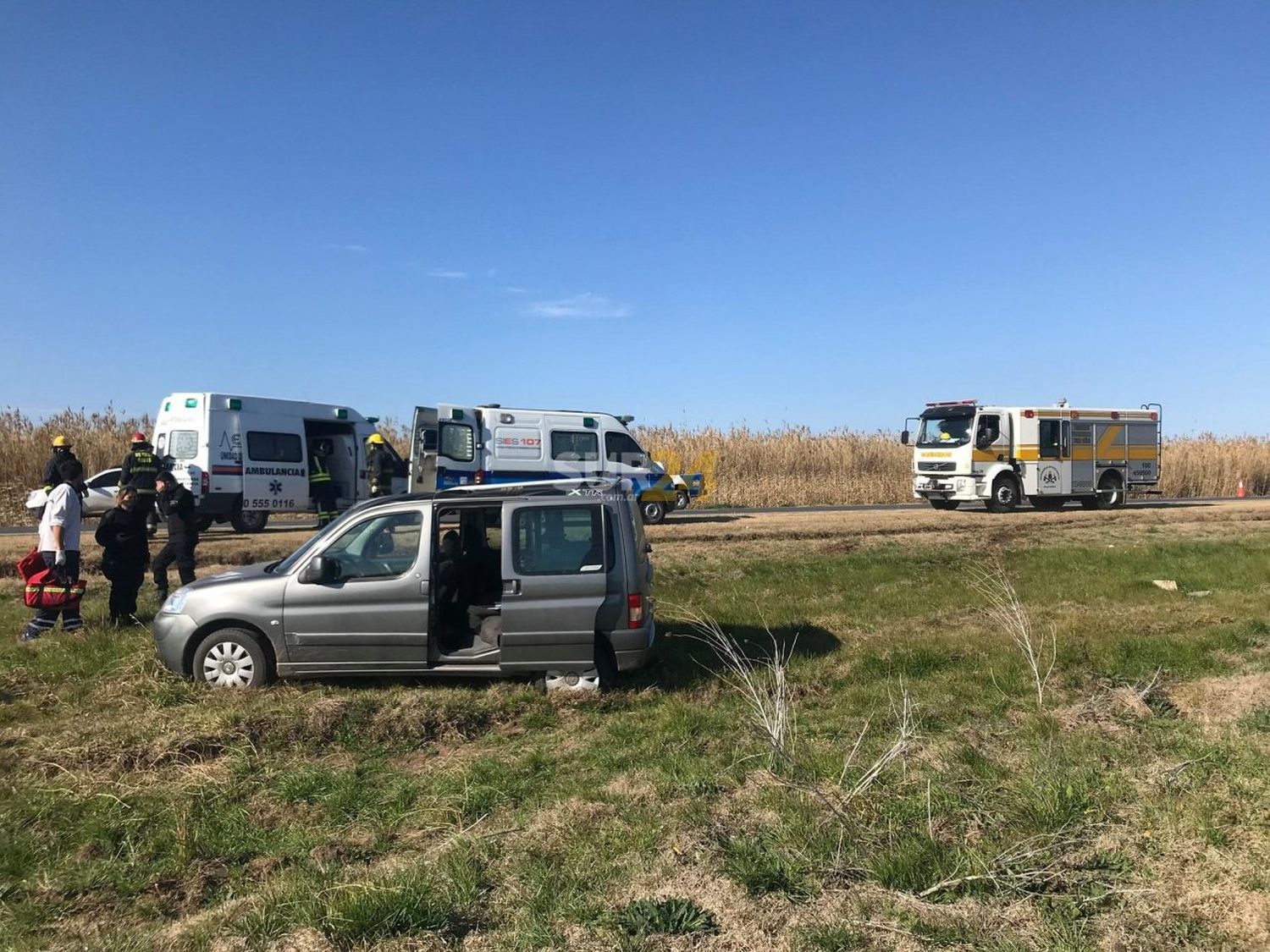 Villa Cañás: despiste y vuelco de utilitario sobre ruta 94