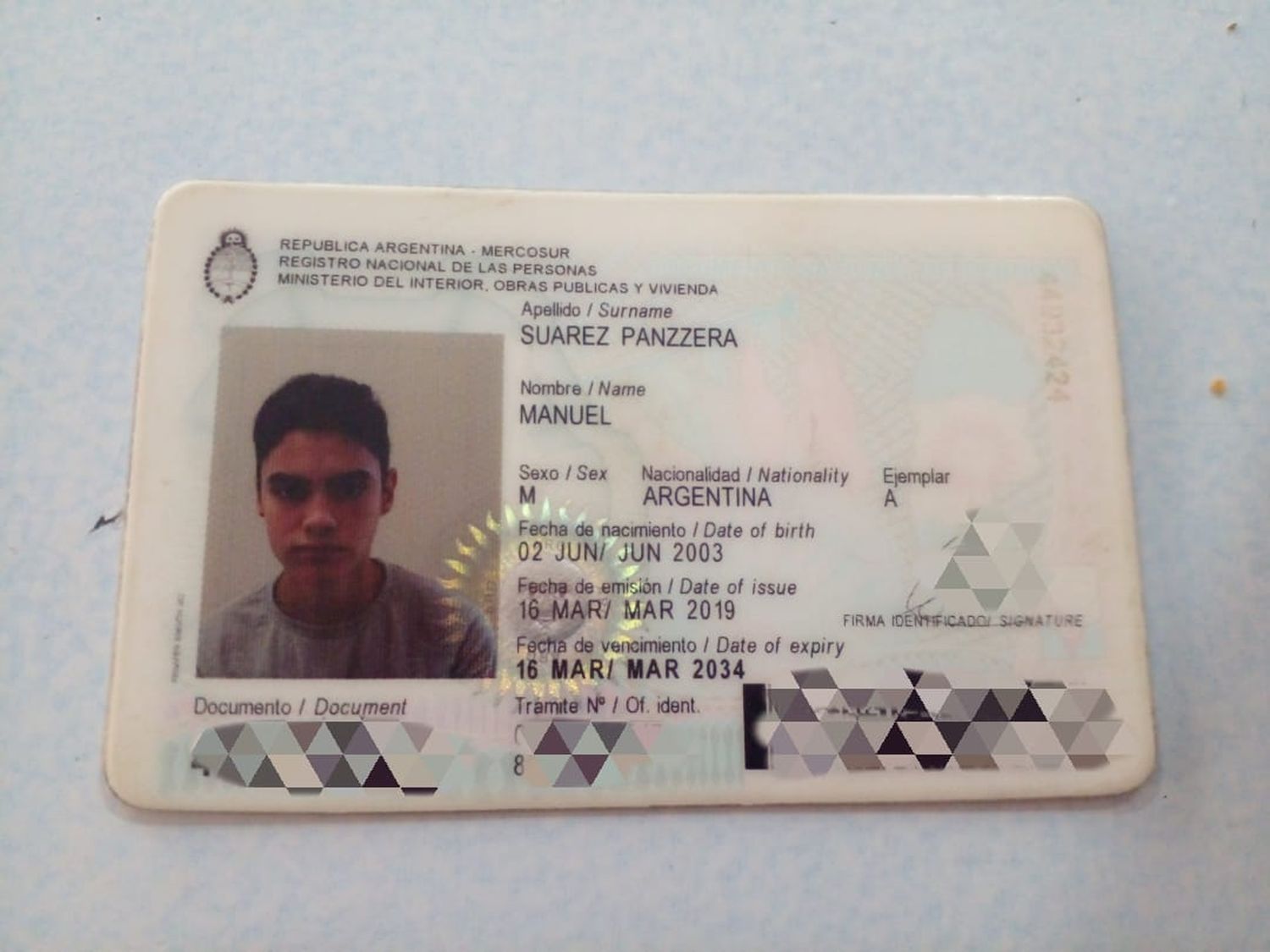 Encontraron DNI de Manuel Suárez