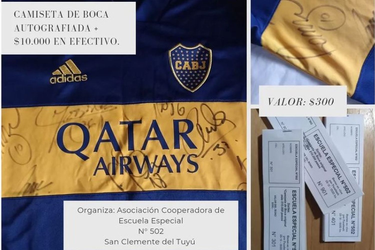 Furor en una escuela de San Clemente por un sorteo de una camiseta de Boca firmada por el plantel