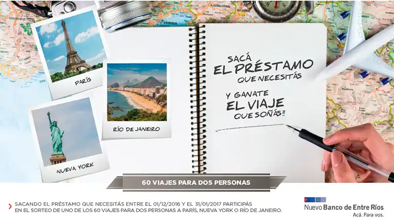 El Nuevo Banco de Entre Ríos sorteará 60 viajes para dos personas con destino a Madrid/París, Nueva York y Río de Janeiro