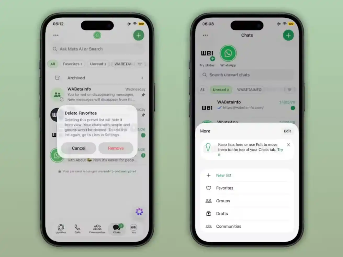 WhatsApp prepara una nueva forma de ordenar los chats en iOS y Android