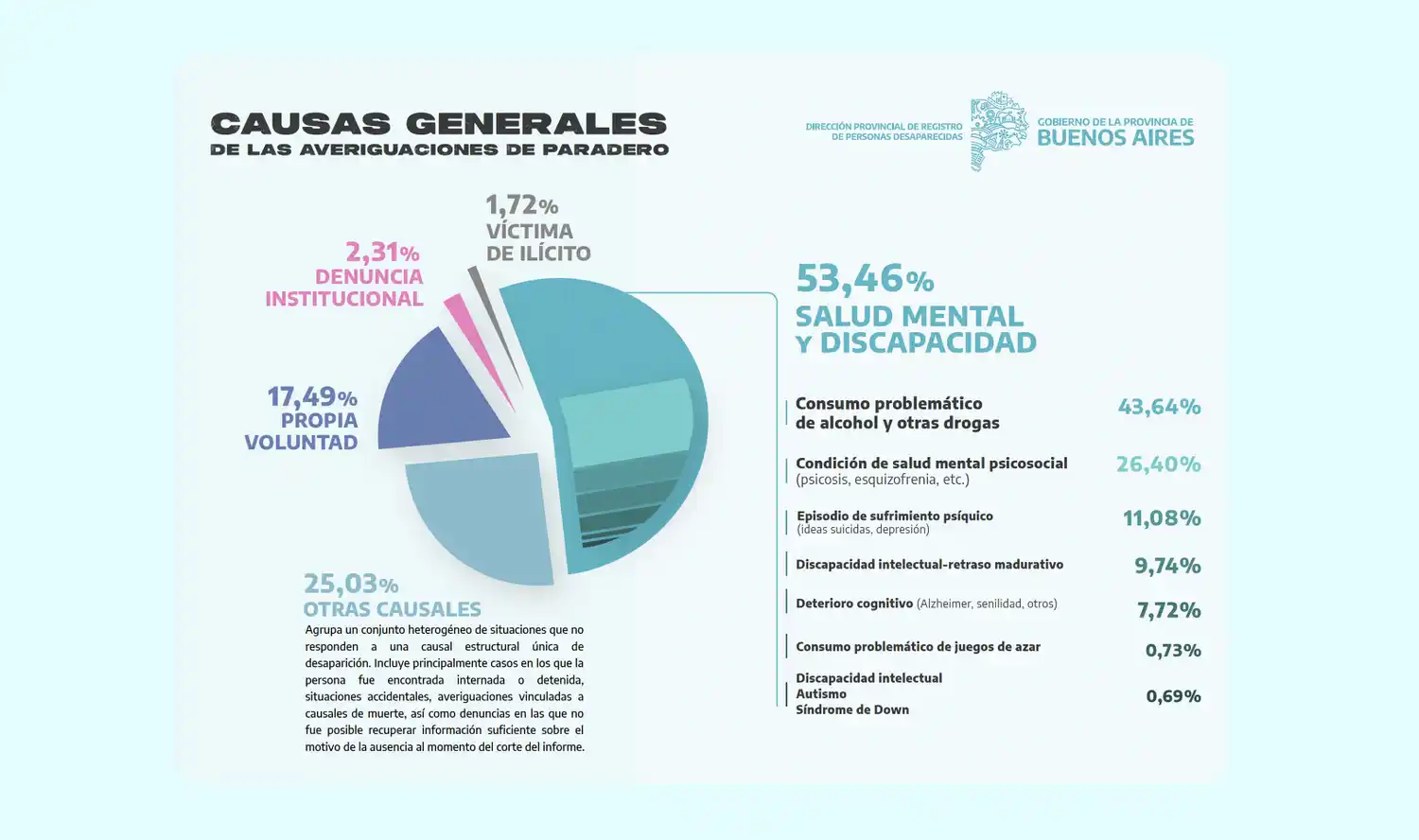 Problemas de salud mental, la principal causa que arrojó el informe de PBA sobre desaparición de personas.