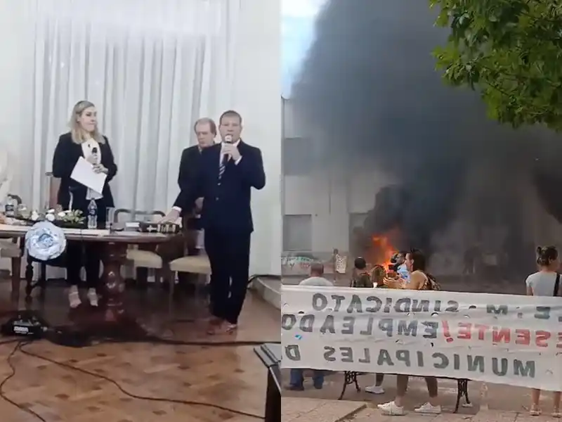 Protesta y asunción en Puán. (Facebook Oscar Luján Romero)