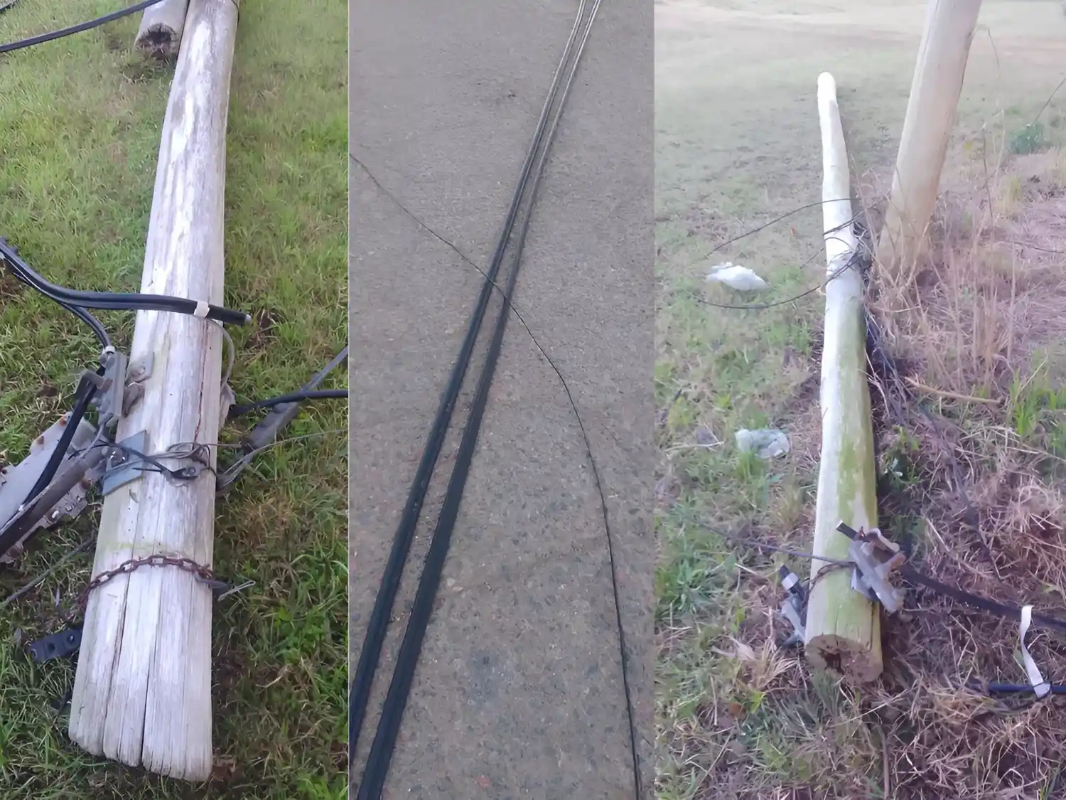 Robaron cables y rompieron los postes de madera.
