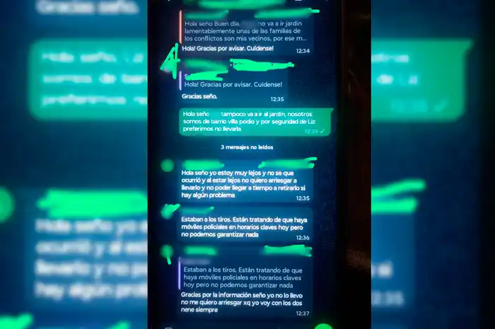 mensaje whatsapp jardin barrio tiros tiroteo 2 de abril