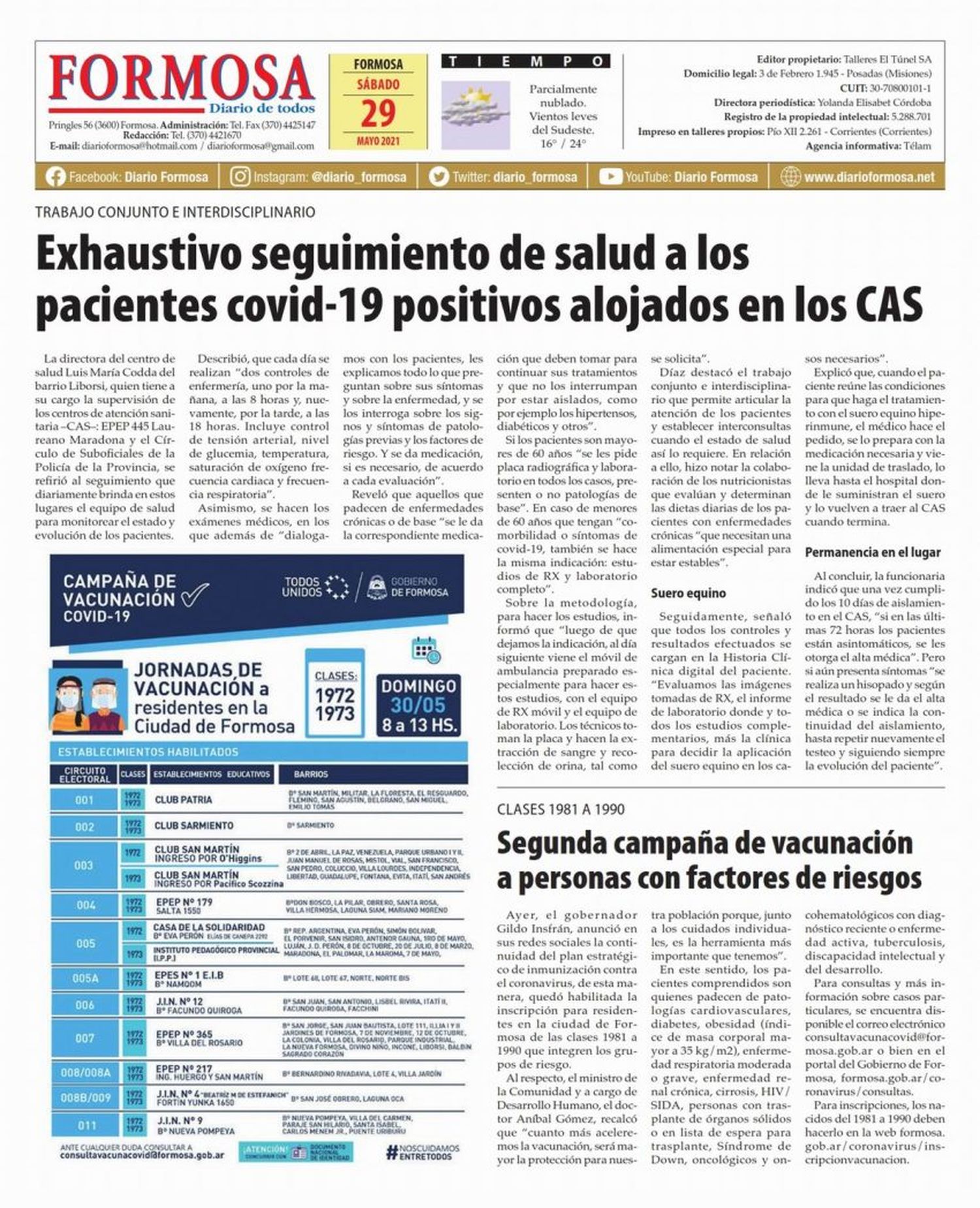 Tapa y Contratapa 29 de mayo de 2021